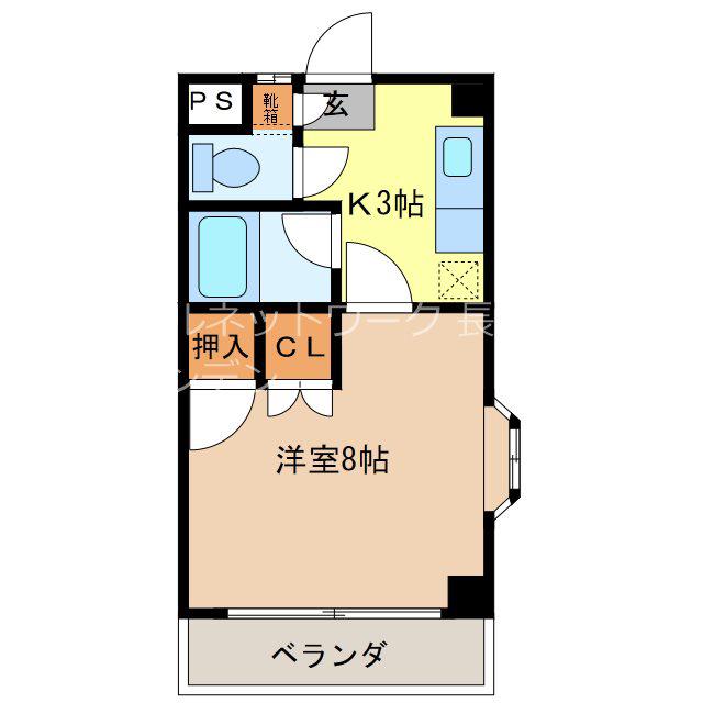 ブライト王神ハイツ(1K/2階)の間取り写真