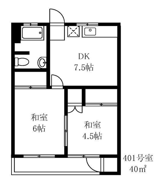 桜マンション(2DK/4階)の間取り写真