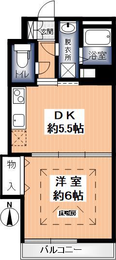 GRAZIE里(1DK/3階)の間取り写真