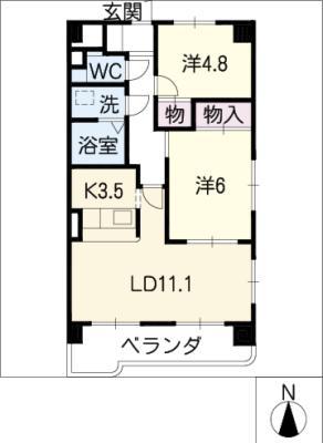 ピアリッツ日置 弐番館(2LDK/4階)の間取り写真