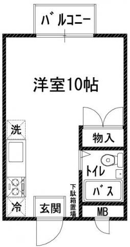 ロックポイント V(ワンルーム/1階)の間取り写真