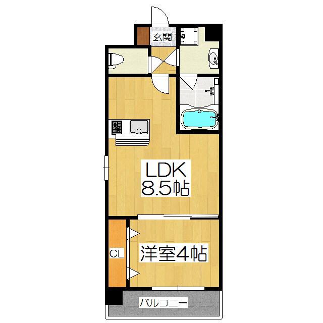 トラストコート京都山科三条(1LDK/1階)の間取り写真