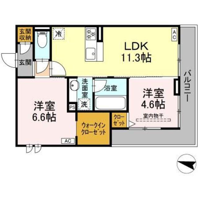 D-CRINUM 下土狩II(2LDK/3階)の間取り写真
