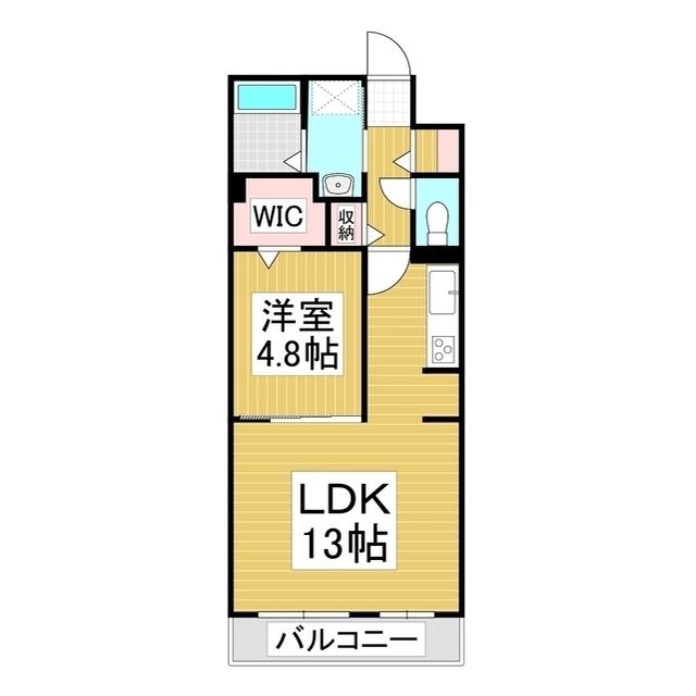 コンフォーティア中洲IV A棟(1LDK/3階)の間取り写真