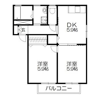 サンパティ(2DK/1階)の間取り写真