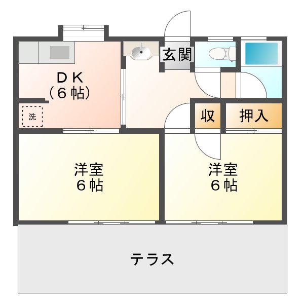 中沢アパート(2DK/1階)の間取り写真