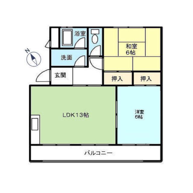 コーポ野々山(2LDK/3階)の間取り写真