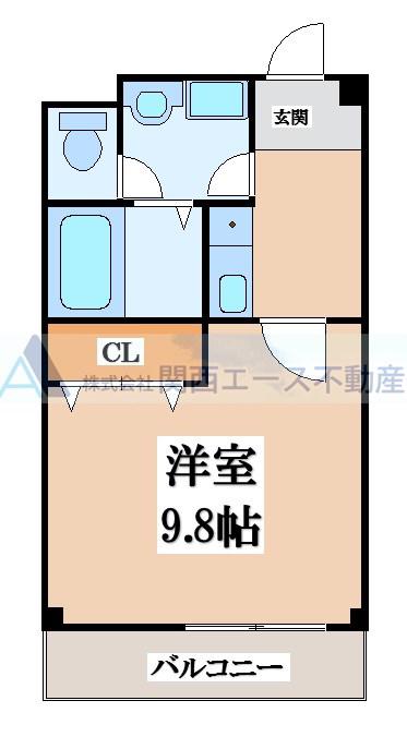 デルフコート(1K/2階)の間取り写真