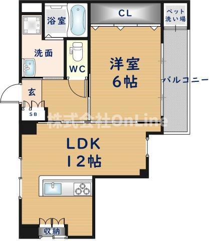 クローバー・プレミア昭和町(1LDK/7階)の間取り写真