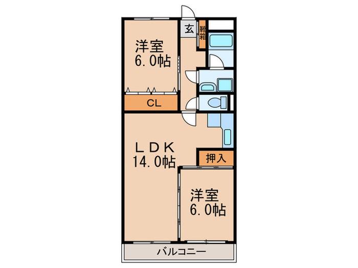 アーバンパレス香椎(2LDK/3階)の間取り写真