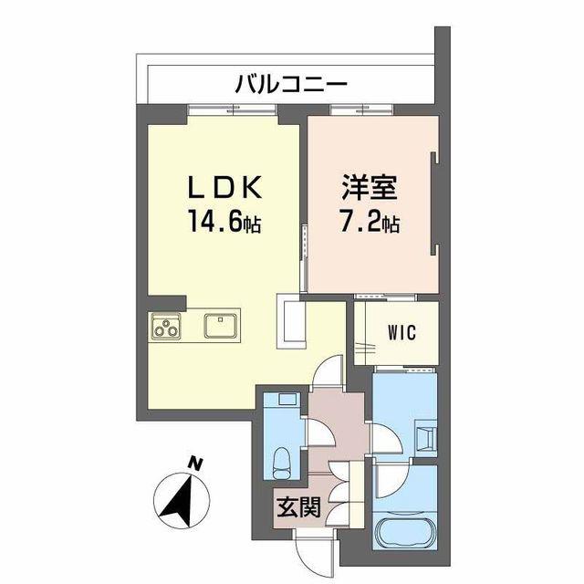 AZUR米山(1LDK/2階)の間取り写真