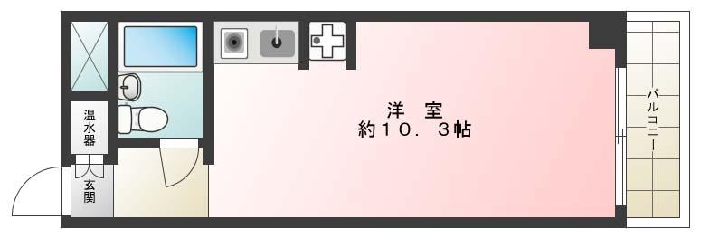マンション勝どき(ワンルーム/3階)の間取り写真