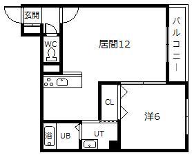 クレストパレス一条通(1LDK/2階)の間取り写真