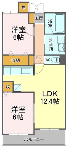 プランタニエ(2LDK/3階)の間取り写真