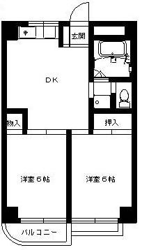 サニーセゾン杉本(2DK/3階)の間取り写真