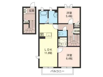 セントリビエA(2LDK/2階)の間取り写真