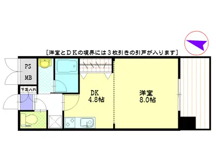 ヴィクトリア多摩センター(1DK/3階)の間取り写真