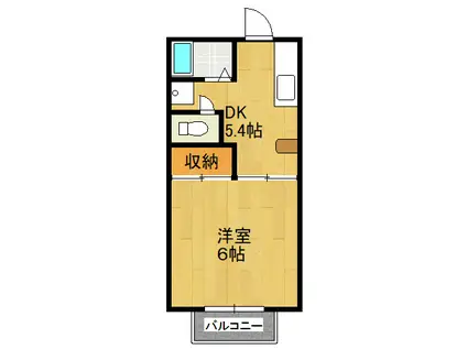 文研ビル(1DK/2階)の間取り写真