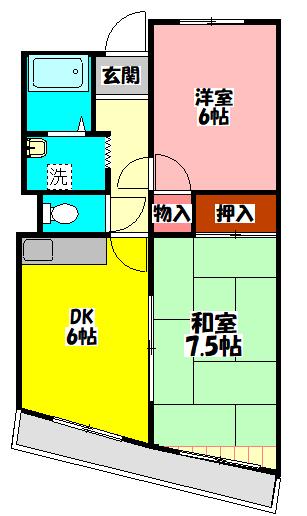 ロイヤルハイツ木村2号館(3DK/2階)の間取り写真