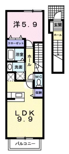 ヴェル・ドゥーラ(1LDK/2階)の間取り写真