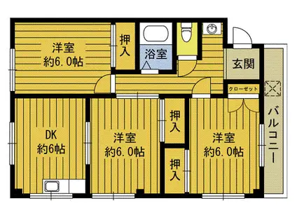 豊東ハイツ(3DK/2階)の間取り写真