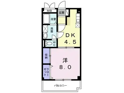 グランパス21(1DK/4階)の間取り写真