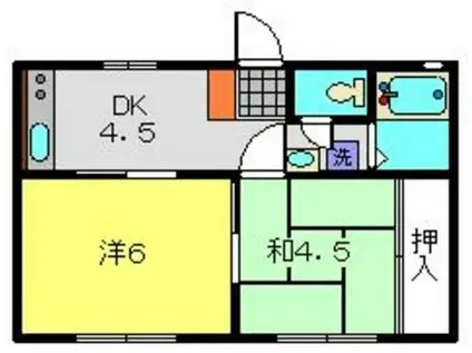 ハイム萩(2DK/1階)の間取り写真