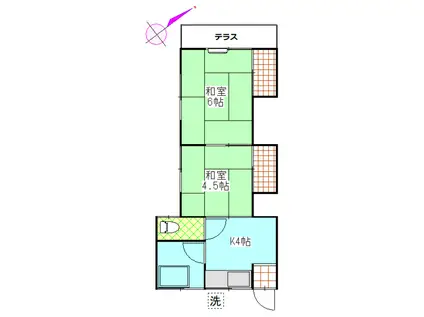 五月荘(2K/1階)の間取り写真