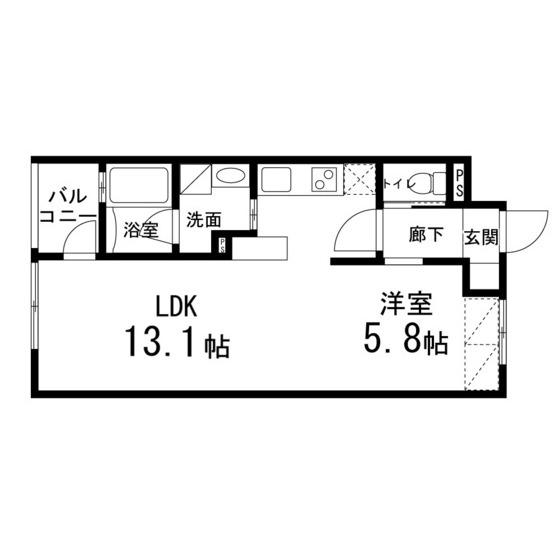 ゾンネモント子平町(1LDK/3階)の間取り写真