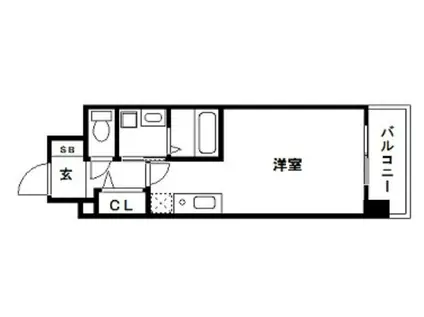 エスリード神戸三宮パークビュー(1K/13階)の間取り写真