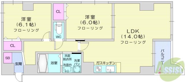 アロッジオS(2LDK/4階)の間取り写真