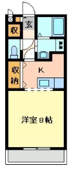 サザンクロス(1K/2階)の間取り写真