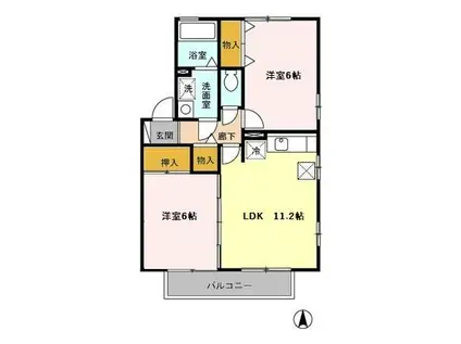 セジュール早水 II号館(2LDK/1階)の間取り写真