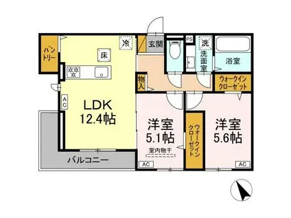 YAMAJU(2LDK/1階)の間取り写真