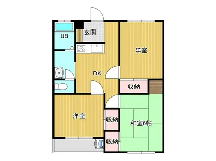 牟礼ぐらしROOM B棟(3DK/1階)の間取り写真