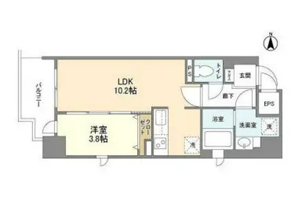 アヴェニール北浜(1LDK/8階)の間取り写真