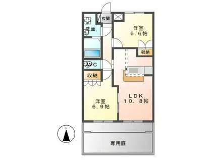 アイリス(2LDK/1階)の間取り写真