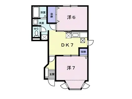 ディアコート北原A(2DK/1階)の間取り写真