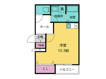 ロクハウス富田(ワンルーム/1階)の間取り写真