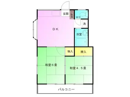 ハイム鶴川88(2DK/2階)の間取り写真