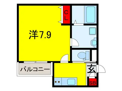 ジーメゾンヒルズ五井中央西(1K/2階)の間取り写真