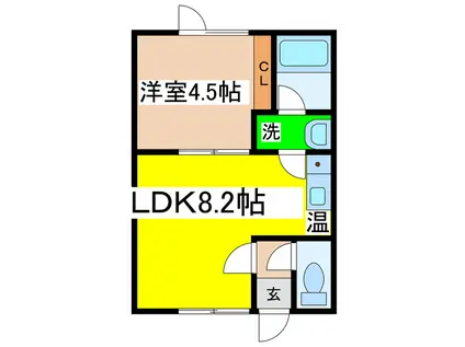 コーポリベラル(1LDK/2階)の間取り写真