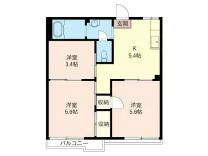 シャルマンコート(3K/2階)の間取り写真