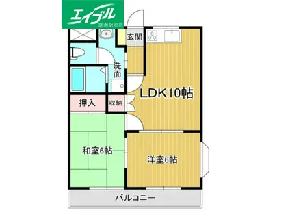 シャルマンハウス(2LDK/2階)の間取り写真