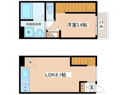 アルカンシエルK(1LDK/1階)の間取り写真