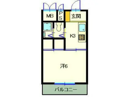 第6みぞたコーポ(1K/4階)の間取り写真