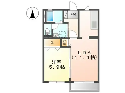 ライフエナジー(1LDK/1階)の間取り写真