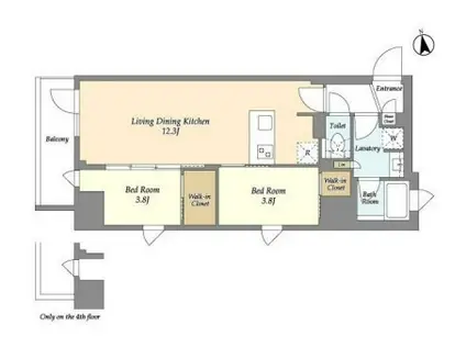 AIFLAT品川戸越パークサイド(2LDK/3階)の間取り写真