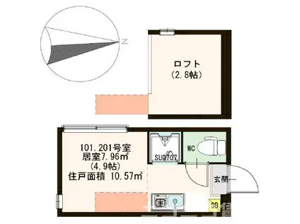 グレース桜上水(ワンルーム/1階)の間取り写真