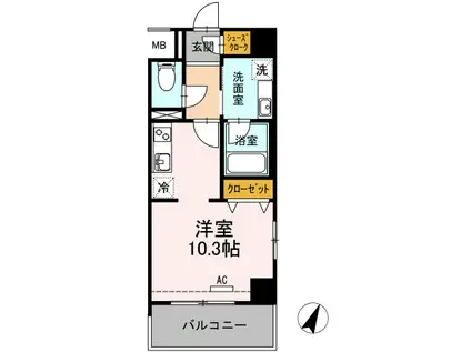 黄金森ガーデンII(1K/5階)の間取り写真